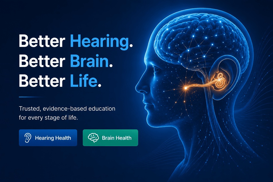 Brain and inner ear illustration representing the connection between brain health and hearing health